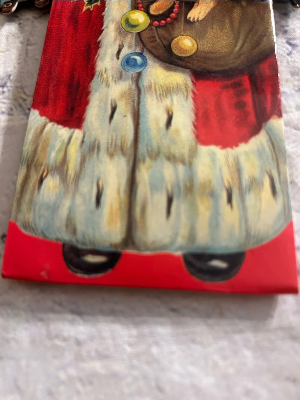 VTG GIFTED LINE PAPER MARIONETTE SANTA TOYS FIGURES (1996) 3D CHRISTMAS BAG